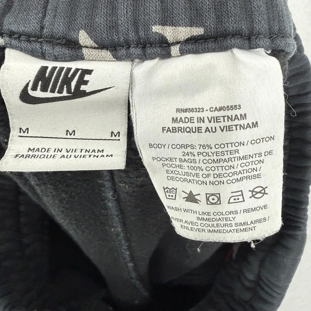 Nike Kids Boys Shorts Black Red Gray‎ Fleece Logo All Over Print DX5703 Medium